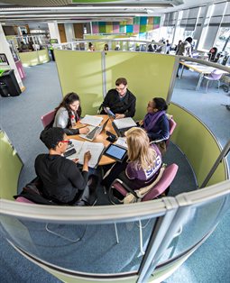 students working together in Aldrich library