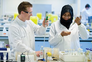 Researchers working in a lab at the University of Brighton