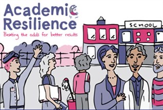 Image of hand drawn figures in a school playground title reads Academic Resilience