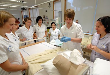 Nursing students in our clinical skills facility