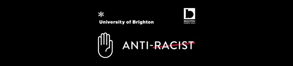 Black bar with the word: Anti-racist