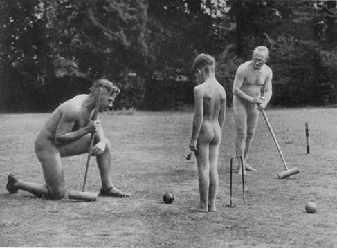 Nudism In A Cold Climate image, croquet players, 1950, courtesy of H&E Naturist magazine