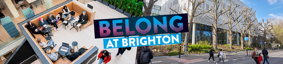 Photos of Elm House in Moulsecoomb with the words: Belong at Brighton