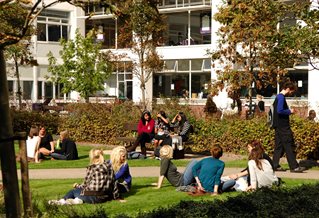 Students outside the Cockcroft building