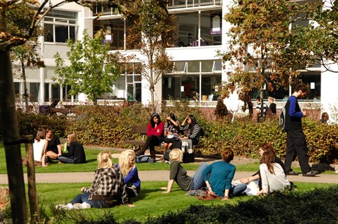 Students outside the Cockcroft Building