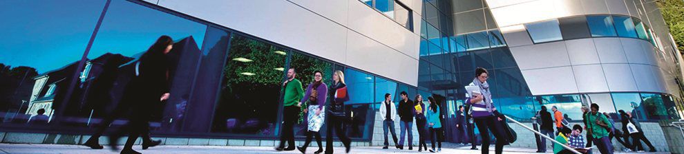 People outside the Huxley Building