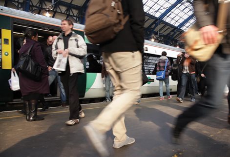 People at the train station.