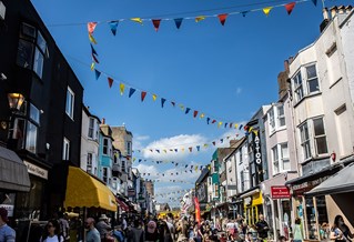 Brighton street with bunting