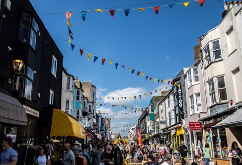 Brighton street with bunting