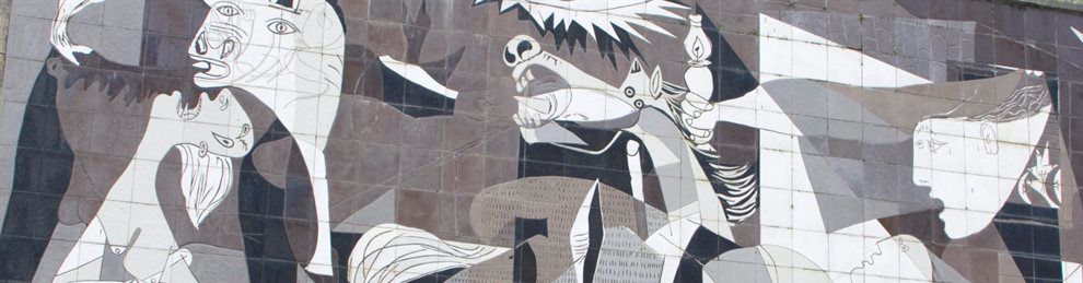 Picture of Picasso's Guernica as painted on a wall.