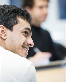 Business student in classroom