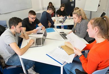 Students working together in classroom