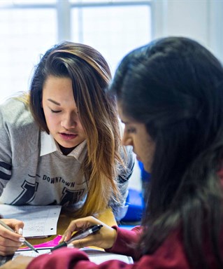 Business students working on a project