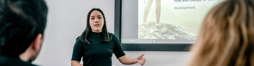 Business student giving a presentation