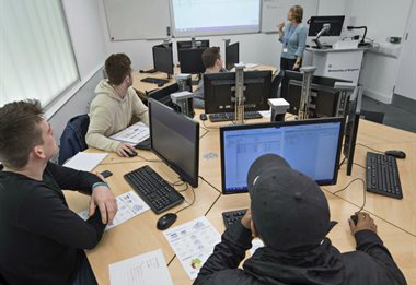 Business students in classroom