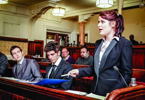 Law students in courtroom