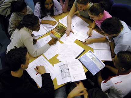 Students sitting around desk