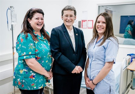 Apprentice nurses with Vice Chancellor Debra Humphris