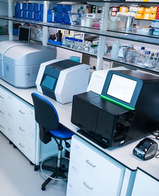 Genomics lab with microarray scanner