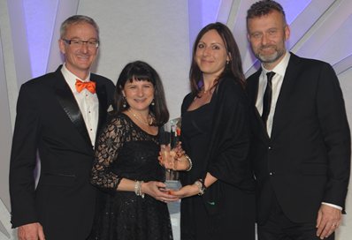 Hugh Dennis, Nick Broom and University of Brighton representatives at the Gatwick Diamond Business Awards