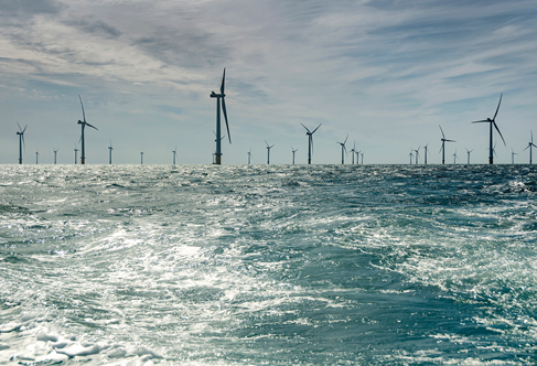 Wind farm on sunny day