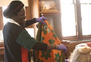 Man holding some fabric