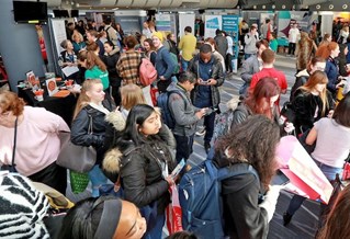 A room full of students at a Careers Fair