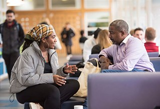 Student and mentor in Cockcroft chatting