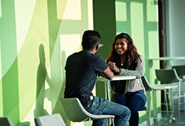 Mentors chatting at a table