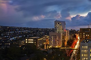 Moulsecoomb halls of residence at night