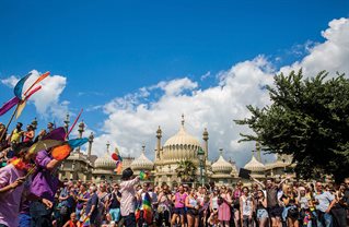 The Brighton Pride parade outside Brighton Pavilion