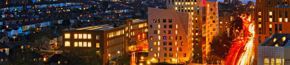Timelapse photo of the Moulsecoomb campus at night