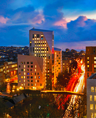 Timelapse photo of the Moulsecoomb campus at night