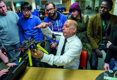 Students with a drone