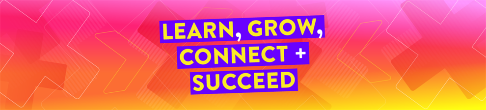 Abstract image with the text: Learn Grow Connect Succeed