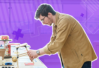 Student building a model