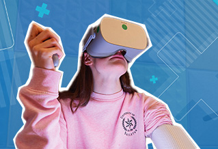 Student using a VR headset