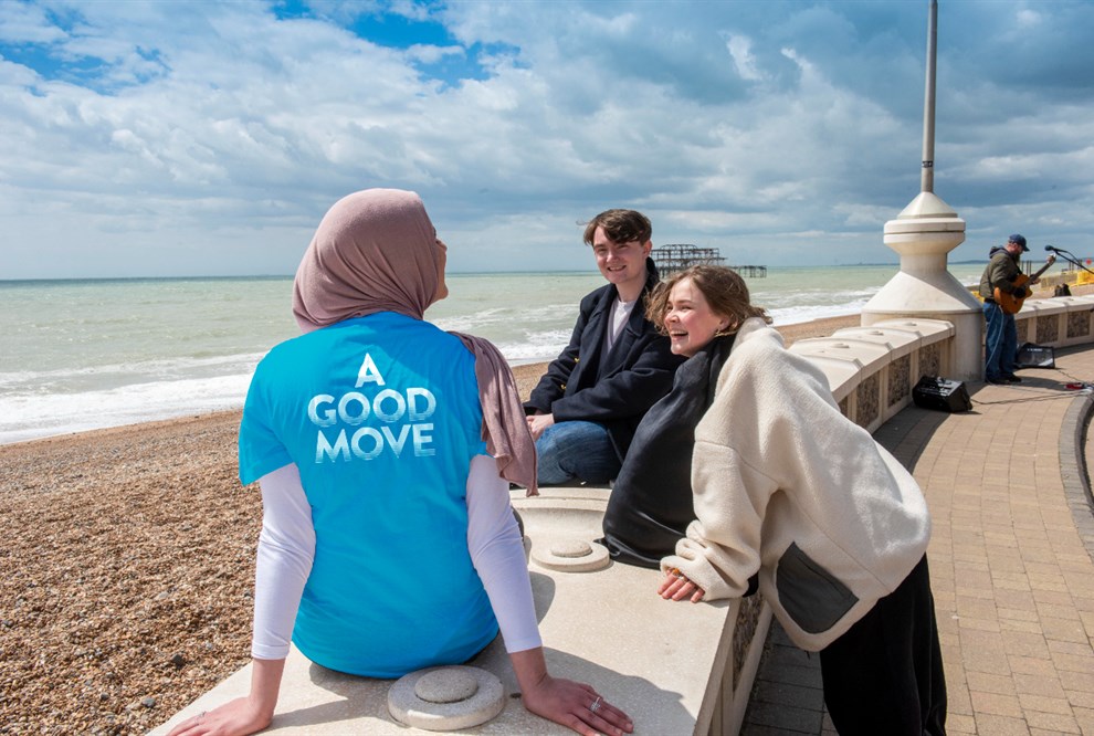 Clearing students on Brighton seafront
