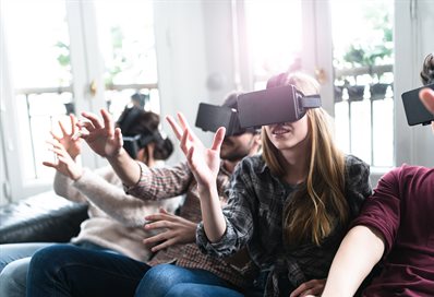 A group of students all wearing VR headsets
