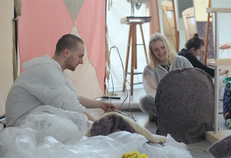 Fine art students on a work placement