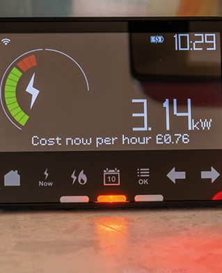 Smart metre showing energy cost
