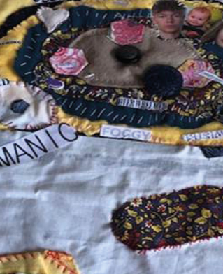 Embroidery and collage creative work