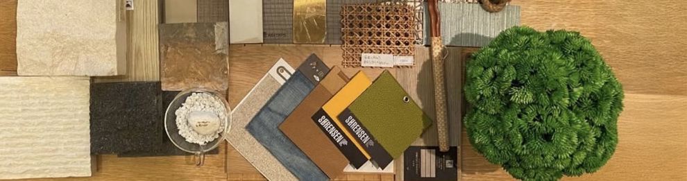 Layout of materials for interior design work