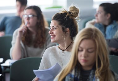 Students smiling in class