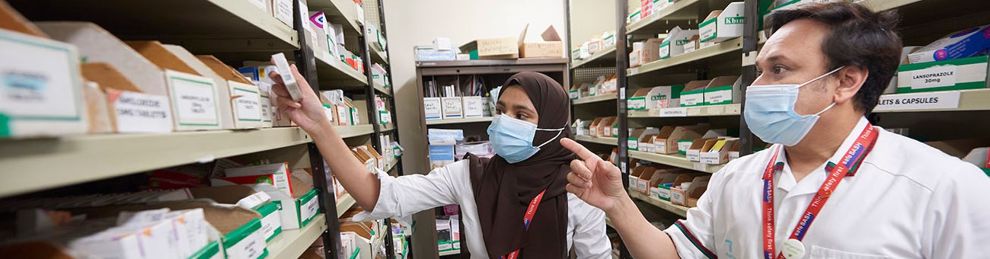 Pharmacy placement student in medicines room