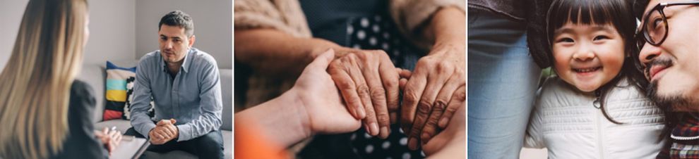 three images depicting social workers in action