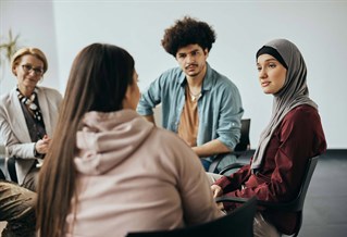 Students in discussion group