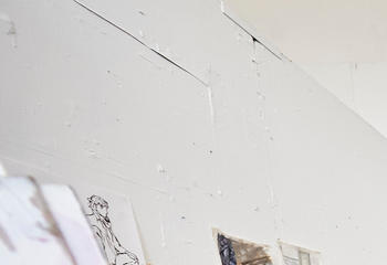 student using painting facilities