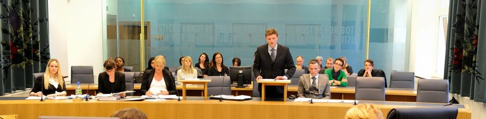 Law students argue a mock legal case in the Supreme Court