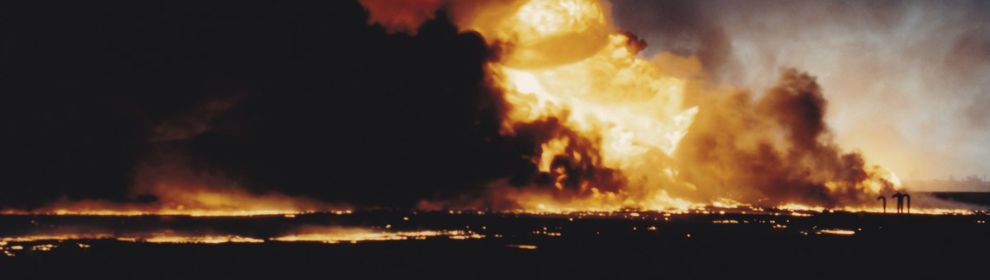 Oil field fire